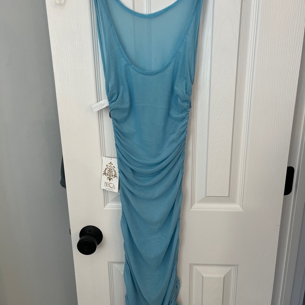 Light Blue Sleeveless Dress sheer mesh size small